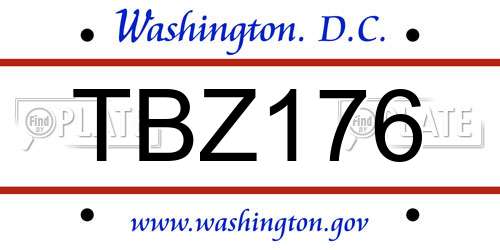 TBZ176 District Of Columbia License Plate