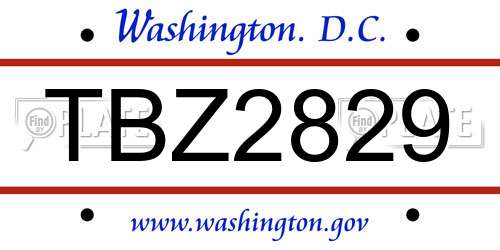 TBZ2829 District Of Columbia License Plate