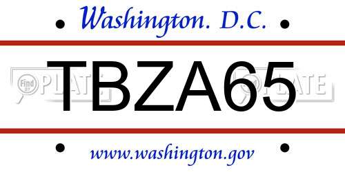 TBZA65 District Of Columbia License Plate