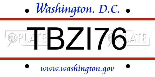 TBZI76 District Of Columbia License Plate