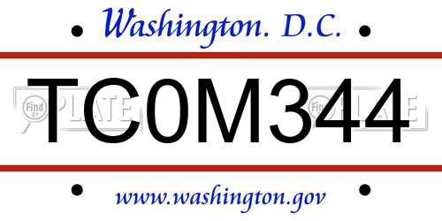 TC0M344 District Of Columbia License Plate
