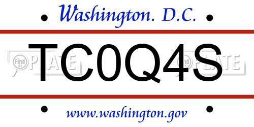 TC0Q4S District Of Columbia License Plate