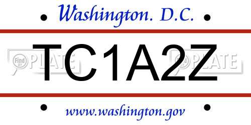 TC1A2Z District Of Columbia License Plate