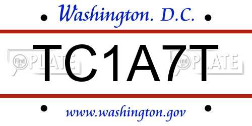 TC1A7T District Of Columbia License Plate