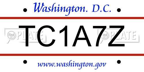 TC1A7Z District Of Columbia License Plate