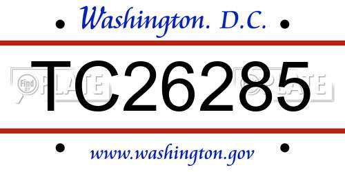 TC26285 District Of Columbia License Plate