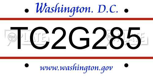 TC2G285 District Of Columbia License Plate