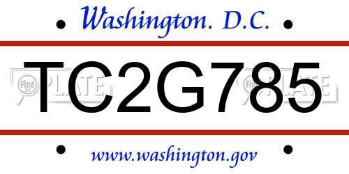 TC2G785 District Of Columbia License Plate