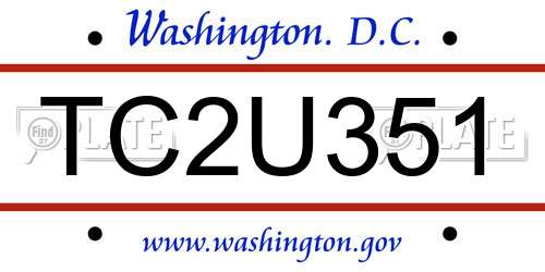TC2U351 District Of Columbia License Plate
