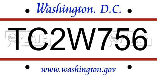 TC2W756 District Of Columbia License Plate