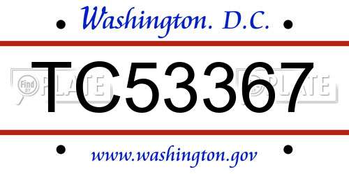 TC53367 District Of Columbia License Plate