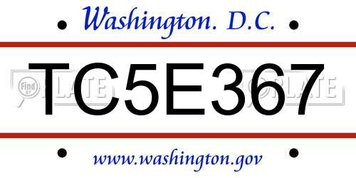 TC5E367 District Of Columbia License Plate