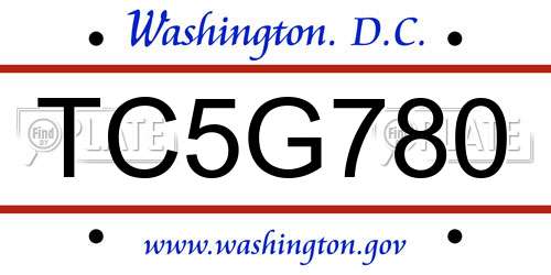 TC5G780 District Of Columbia License Plate