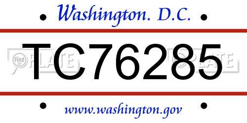TC76285 District Of Columbia License Plate