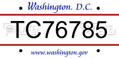 TC76785 District Of Columbia License Plate