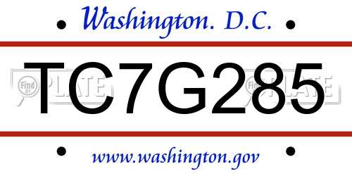 TC7G285 District Of Columbia License Plate