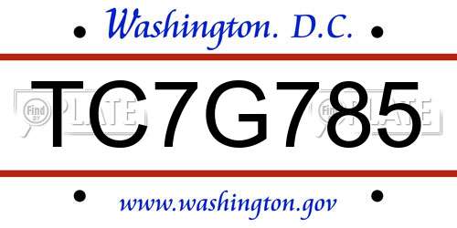TC7G785 District Of Columbia License Plate