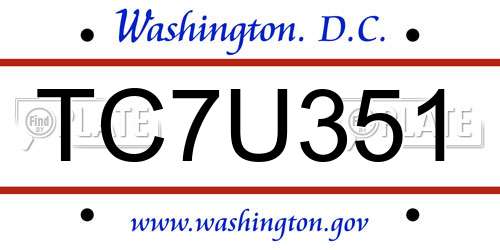 TC7U351 District Of Columbia License Plate