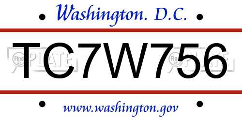 TC7W756 District Of Columbia License Plate