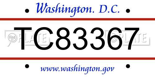 TC83367 District Of Columbia License Plate