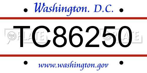 TC86250 District Of Columbia License Plate