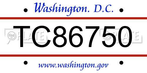 TC86750 District Of Columbia License Plate