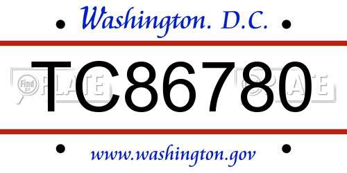 TC86780 District Of Columbia License Plate