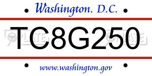 TC8G250 District Of Columbia License Plate