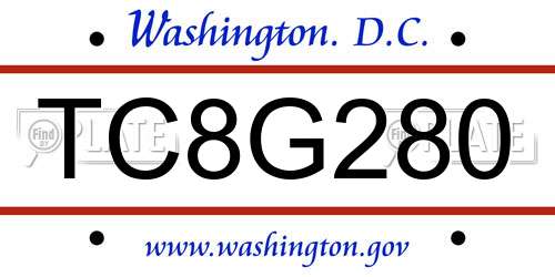 TC8G280 District Of Columbia License Plate