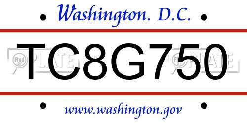 TC8G750 District Of Columbia License Plate