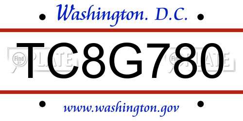 TC8G780 District Of Columbia License Plate