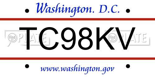TC98KV District Of Columbia License Plate