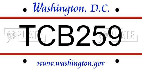 TCB259 District Of Columbia License Plate