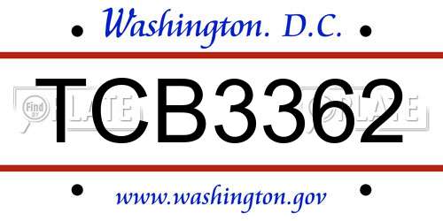TCB3362 District Of Columbia License Plate