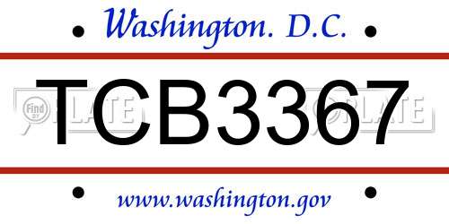 TCB3367 District Of Columbia License Plate