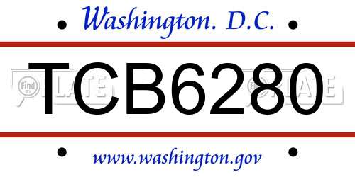 TCB6280 District Of Columbia License Plate