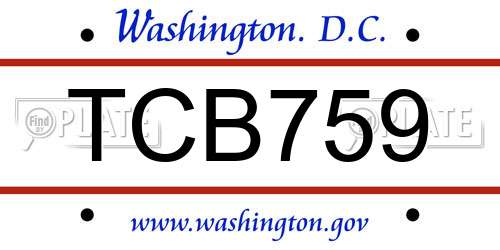 TCB759 District Of Columbia License Plate