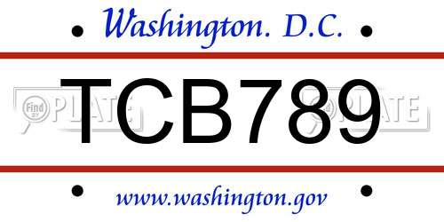 TCB789 District Of Columbia License Plate