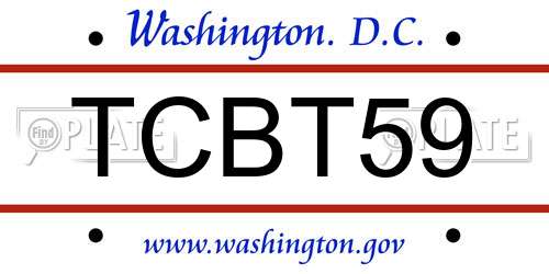 TCBT59 District Of Columbia License Plate