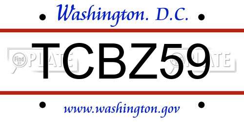 TCBZ59 District Of Columbia License Plate