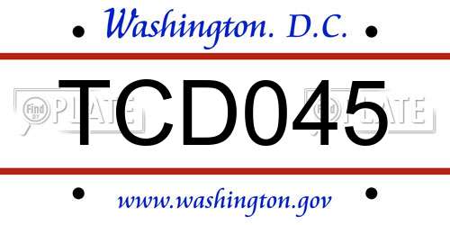 TCD045 District Of Columbia License Plate