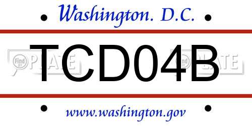 TCD04B District Of Columbia License Plate