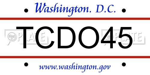 TCDO45 District Of Columbia License Plate