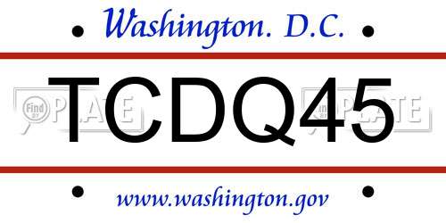 TCDQ45 District Of Columbia License Plate