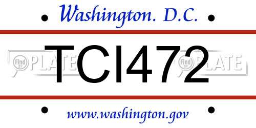 TCI472 District Of Columbia License Plate