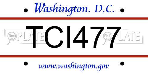 TCI477 District Of Columbia License Plate
