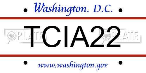 TCIA22 District Of Columbia License Plate