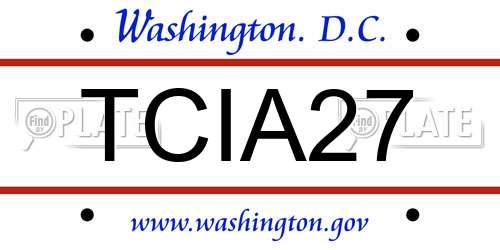 TCIA27 District Of Columbia License Plate