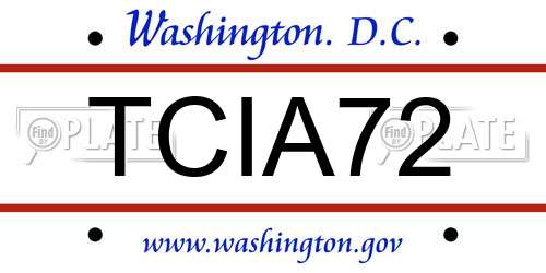 TCIA72 District Of Columbia License Plate
