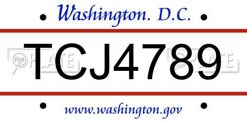 TCJ4789 District Of Columbia License Plate